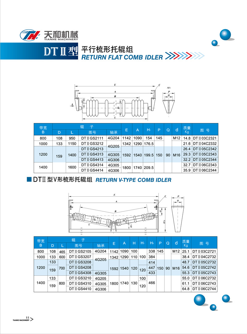 v形梳形托辊组 dtii型