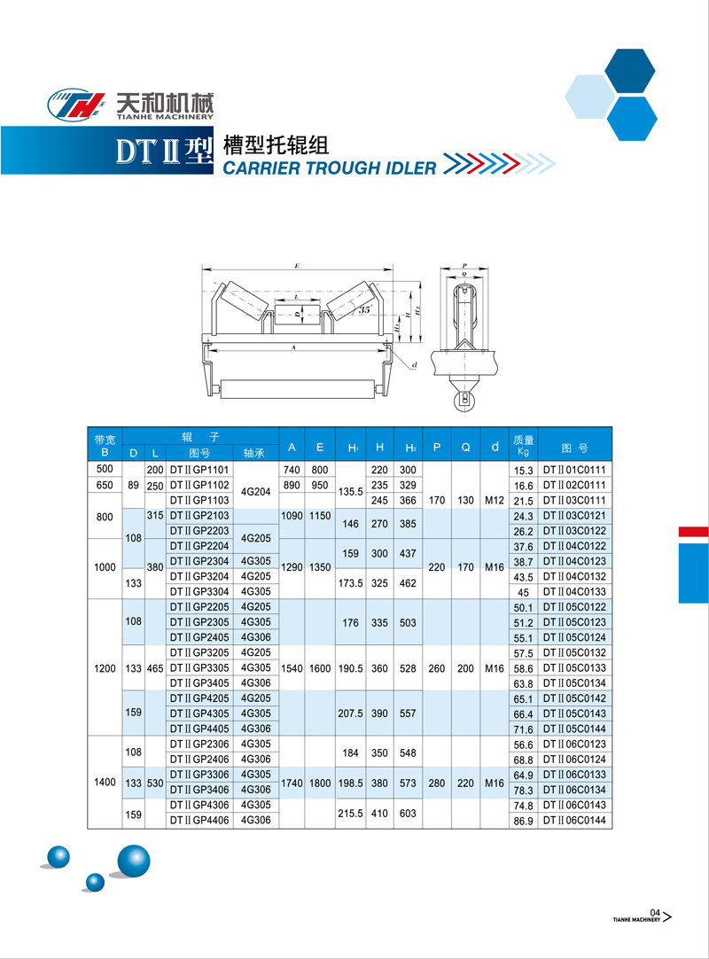 槽型托辊组 dtii型